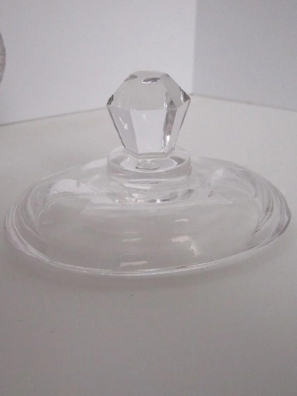 depression glass sugar bowl with lid and creamer